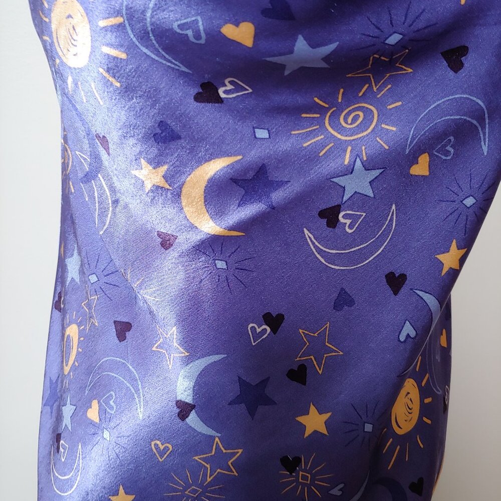 Zara Whimsigoth Blue/purple Cowlneck Mini Dress Celestial Sun Stars Moon Hearts - Picture 4 of 4
